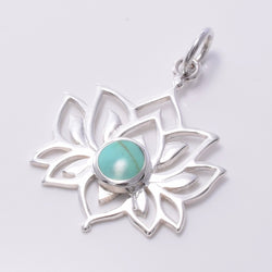 P850 - 925 lotus flower with recon turquoise cabachon
