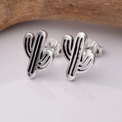 S753 - 925 silver cactus stud earrings