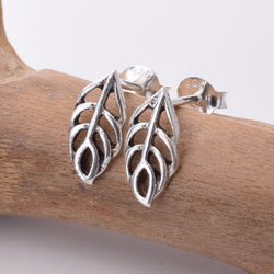 S745 - 925 silver leaf stud earrings
