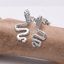 S653 - Silver Cobra stud earrings