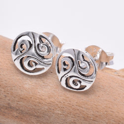 S163 - Celtic shield silver stud earrings