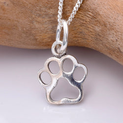 P759 - Silver paw print pendant