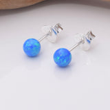 S751 - 925 silver 4mm lab opal stud earrings