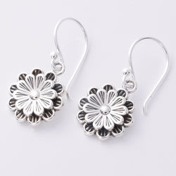E723 - 925 Silver double flower earrings