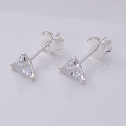 S731 - 925 Silver CZ triangle stud earrings