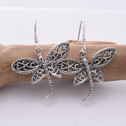 E673 - 925 silver filigree dragonfly earrings