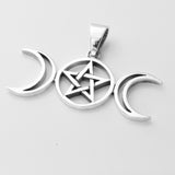 P940 - 925 Sterling silver triple moon pentagram p