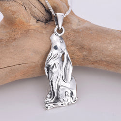 P532 - 925 Silver Moon Gazing Hare Pendant