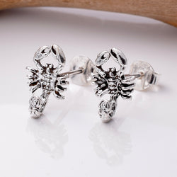 S033 Silver Scorpion Stud Earrings