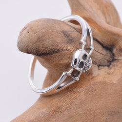 R162 - Silver Skull band ring