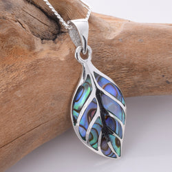 P892 - 925 Silver Abalone leaf pendant
