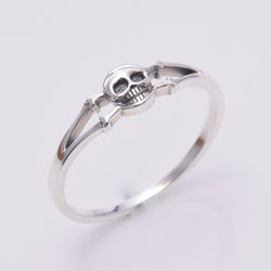R162 - Silver Skull band ring