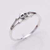 R162 - Silver Skull band ring