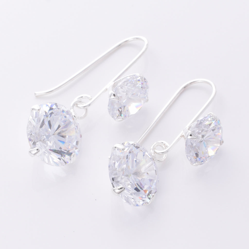 E745 - 925 Silver and 10mm CZ drop earring