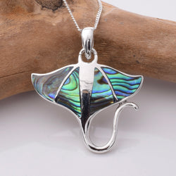 P954 - 925 Silver and abalone manta ray pendant