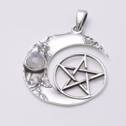 P812 - 925 Silver Moon pentagram pendant
