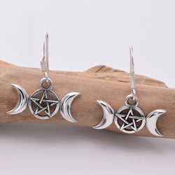 E637 - Sterling silver triple moon earrings