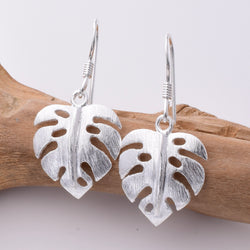 E755 - 925 Silver monstera leaf earrings