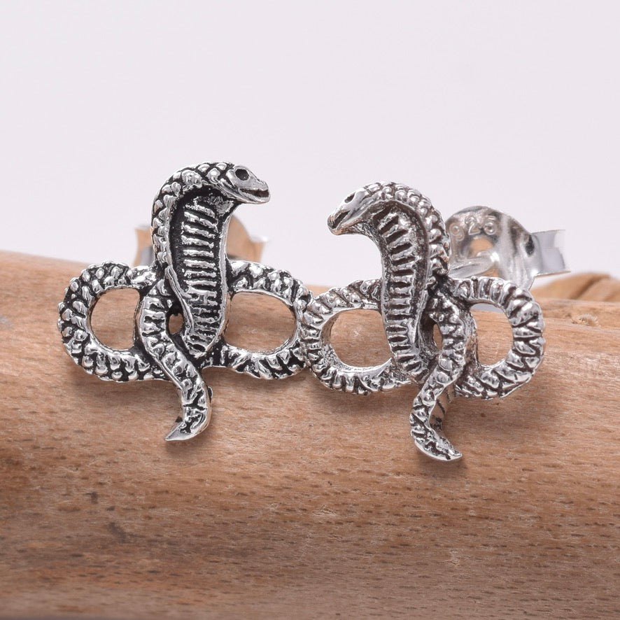 S642 - Sterling silver King Cobra stud earrings