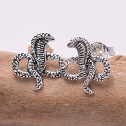S642 - Sterling silver King Cobra stud earrings