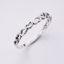 R223 - 925 Silver thin hearts band ring