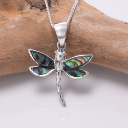 P828 - 925 silver and abalone dragonfly pendant