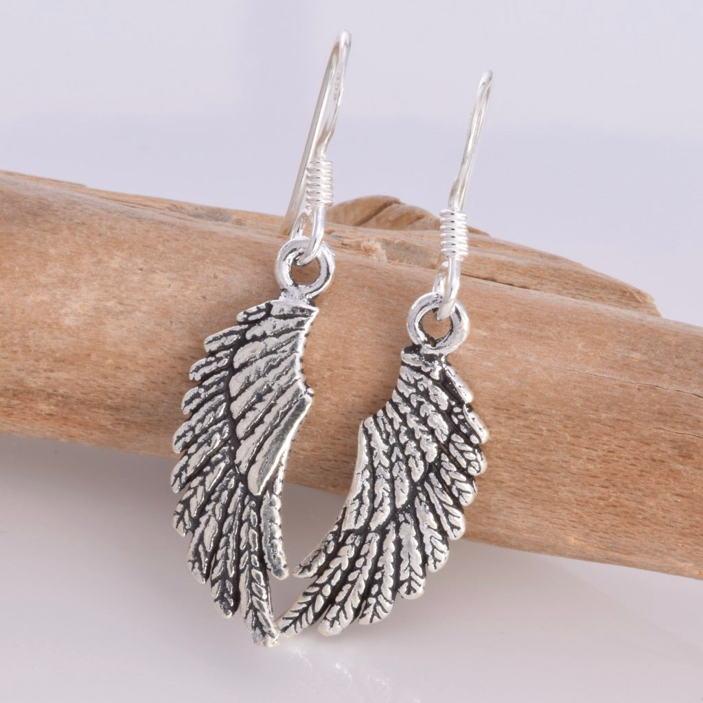E219 - sterling silver angel wing earrings