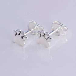 S519 - Silver animal paw stud earrings