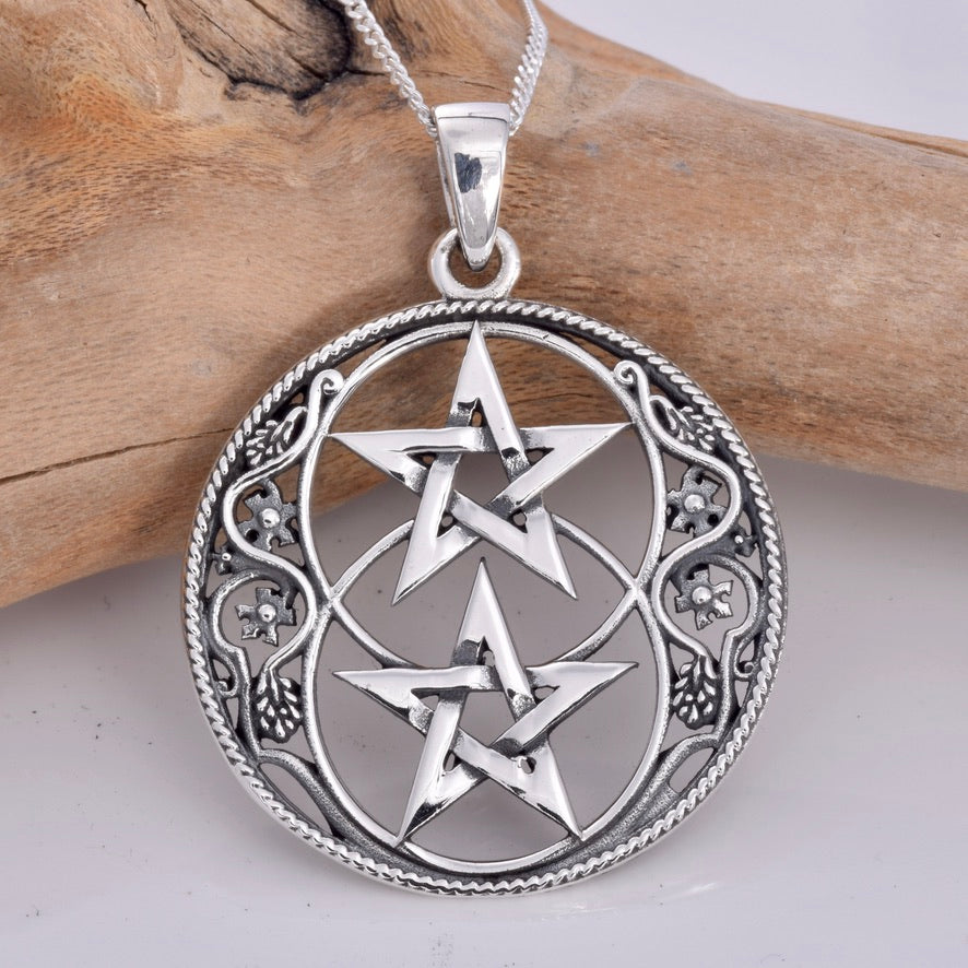 P629 - 925 Chalice Well and Pentagram pendant