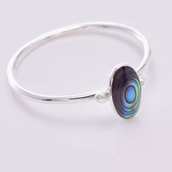 R164 - 925 silver band with abalone shell oval