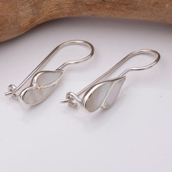 E765 - 925 Silver and M.O.P. leaf earrings