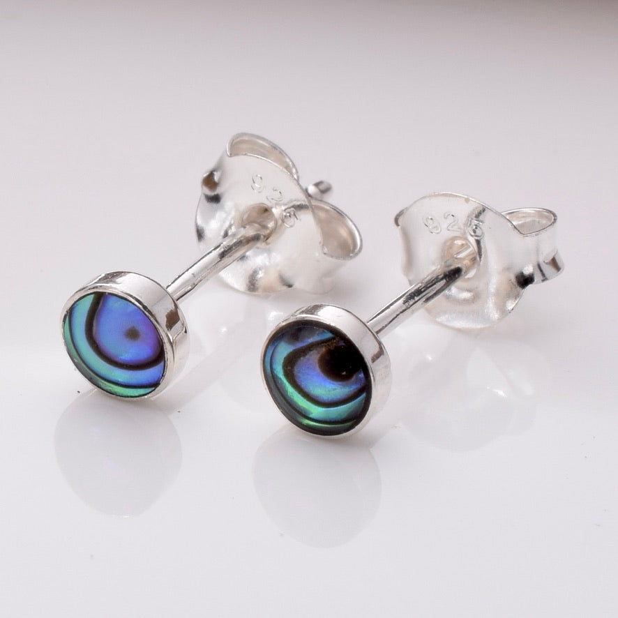 S777 925 silver 4mm abalone stud earrings