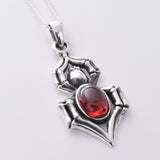 P915 - 925 Sterling Silver and garnet Spider pendant