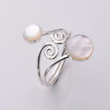 R246 - 925 silver and shell spiral ring