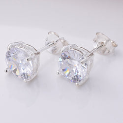 S702 - 925 Silver 7mm CZ stone stud earring
