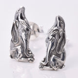 S615 - Sterling silver moon gazing hare stud earrings