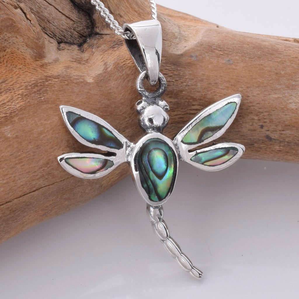 P891 - 925 Silver Abalone dragonfly pendant