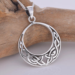 P090 - Round Celtic crescent design pendant