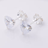 S737 - 925 Silver 6mm CZ heart stud earrings