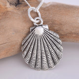 P711 - Large silver scallop shell pendant