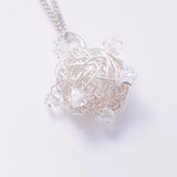 P826 - 925 Silver mesh and crystal ball pendant