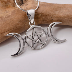 P940 - 925 Sterling silver triple moon pentagram p
