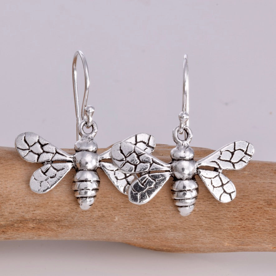 E612 - Sterling silver bee earrings
