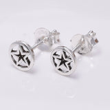 S666 - 925 silver disc with star stud earrings