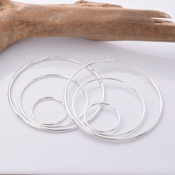 E737 - 925 Silver large triple hoop earrings
