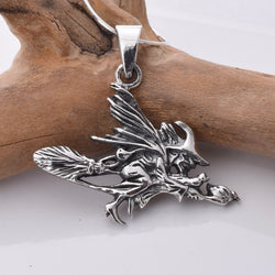 P938 - 925 Flying witch sterling silver pendant