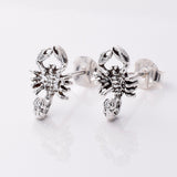 S033 Silver Scorpion Stud Earrings