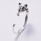 R188 - 925 silver cute cat hug ring