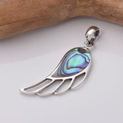P957 - 925 Silver and abalone angel wing pendant