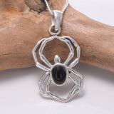 P863 - 925 Silver spider w/black agate pendant